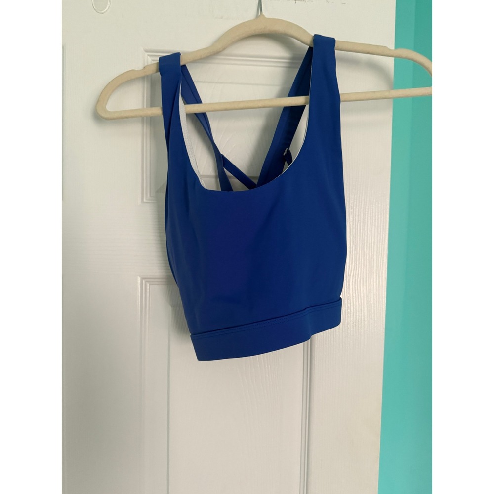 Running Girl Royal Blue Crisscross Back Sports Bra 2XL Longline Yoga Gym Top